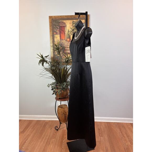 Haley Paige Women Maxi Dress Bridesmaid Black Strapy Sleeves Fit & Flare Size 12 - Picture 2 of 10